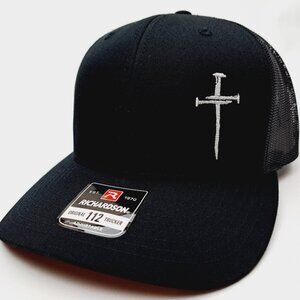 Christian Cross Crucifix Jesus Richardson Trucker Mesh Snapback Cap Hat Black